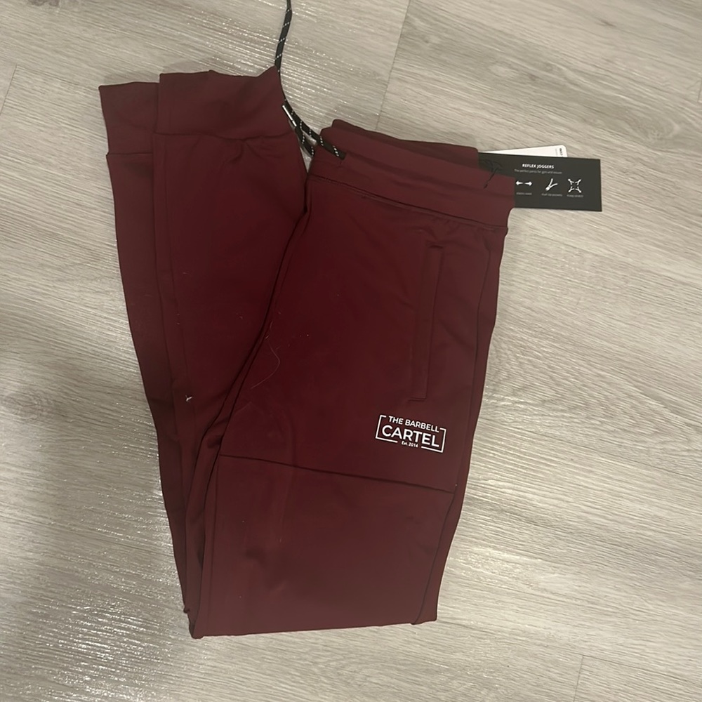Brand new barbell cartel joggers in maroon